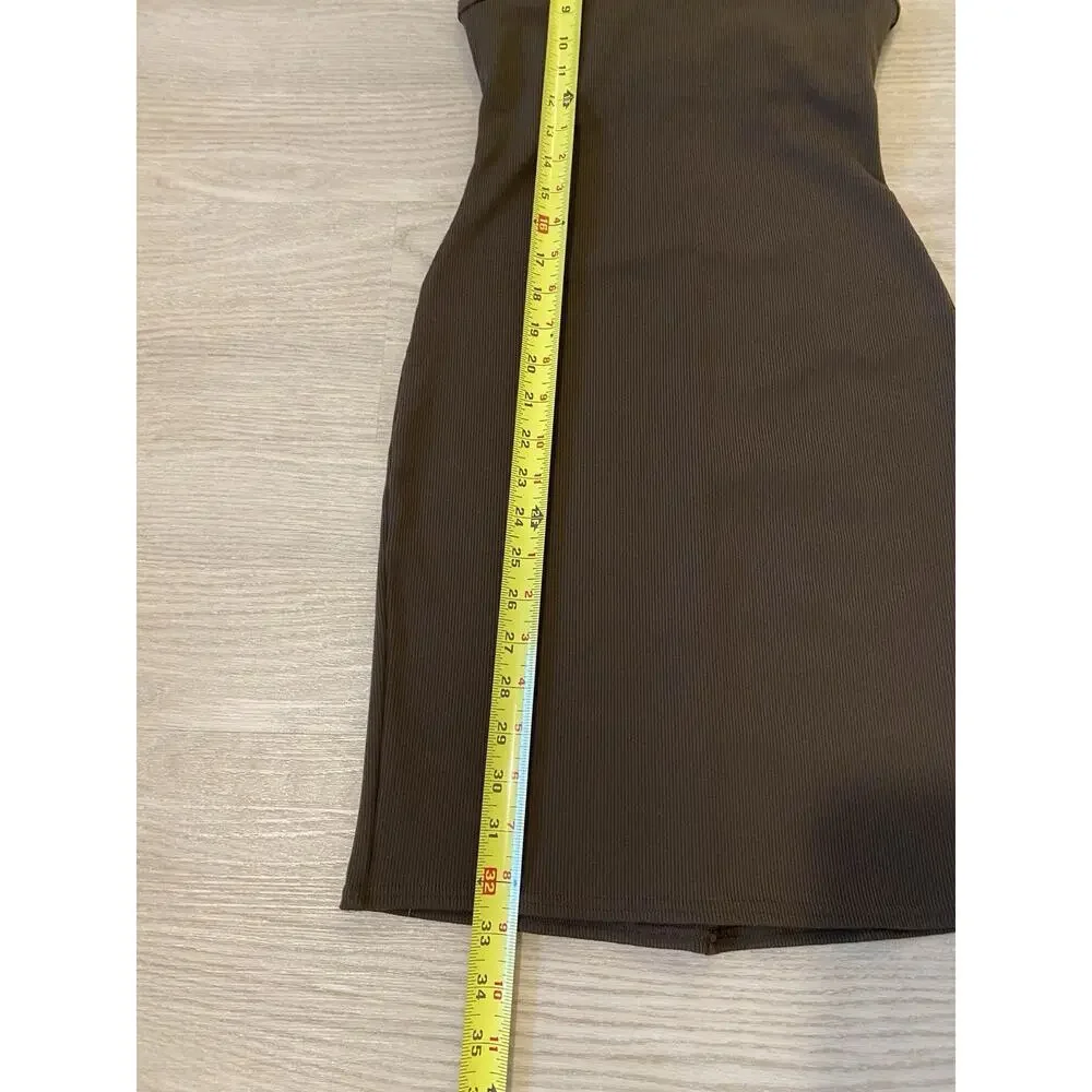 ALO‎ Yoga Seamless Goddess Ribbed Go To Dress XS Espresso Brown Athleisure